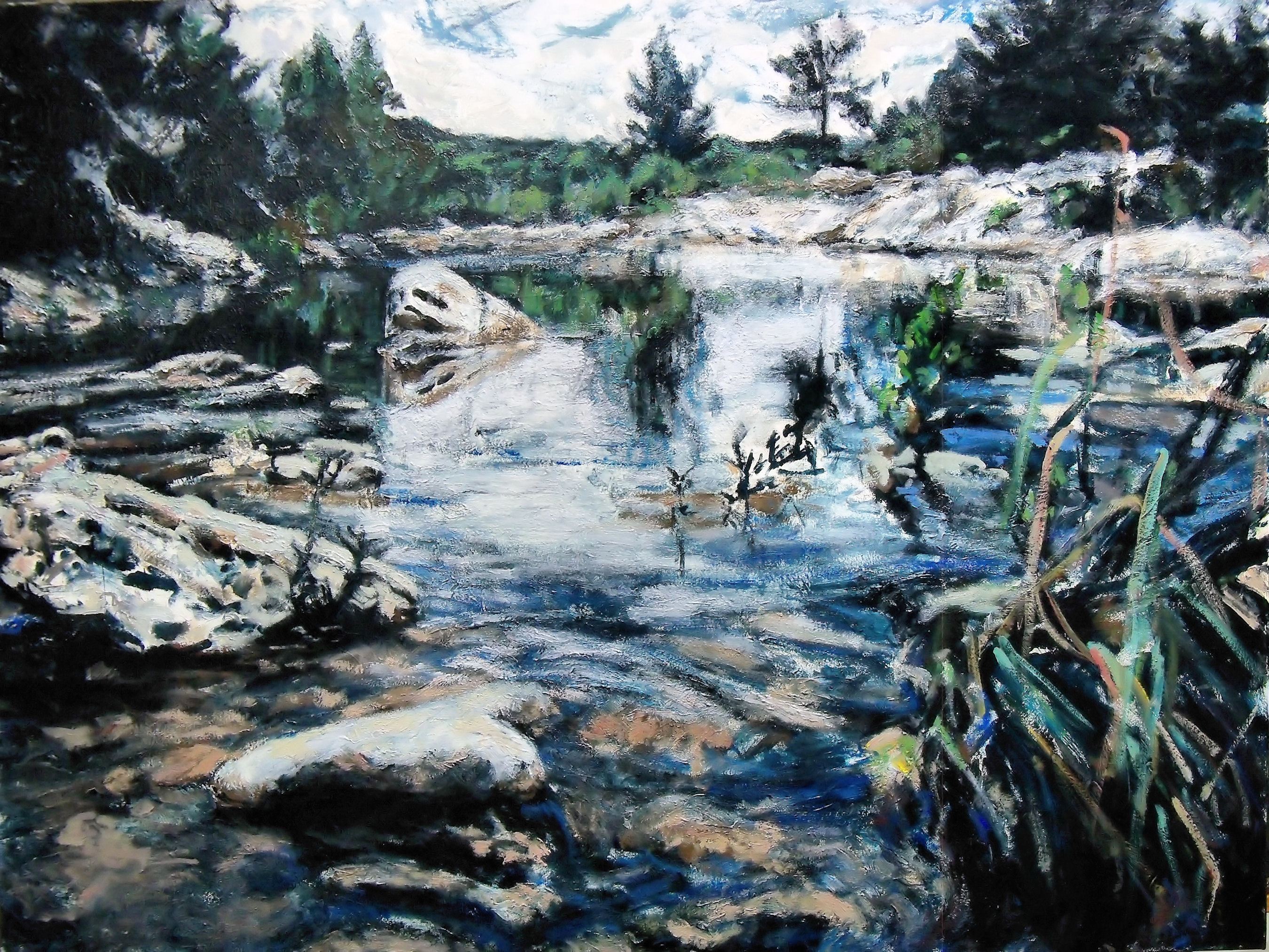 Mountain Home Creek-Acrylic on canvas-36h x 48w in