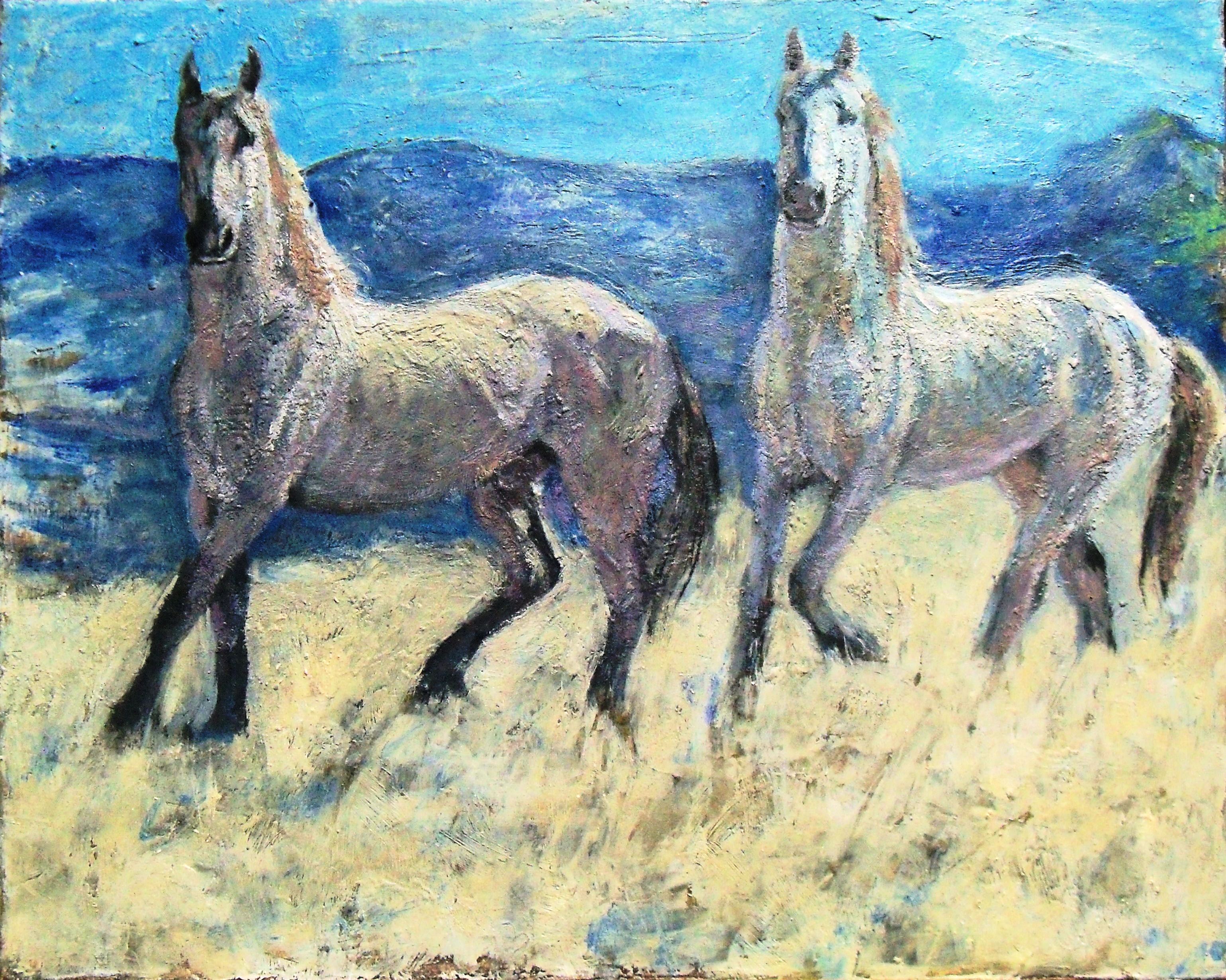 Mustangs-Acrylic on canvas-16h x 20w in