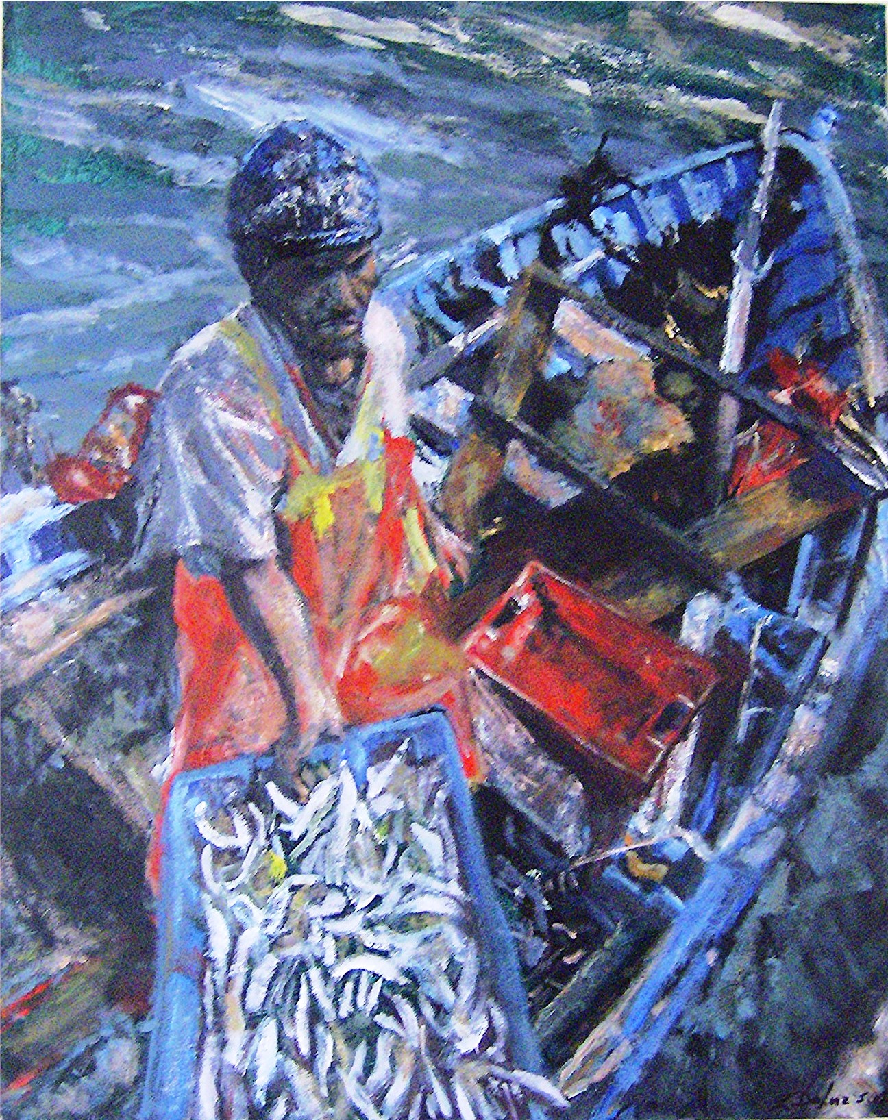 Pescador Peruano-Acrylic on canvas-30h x 24w in