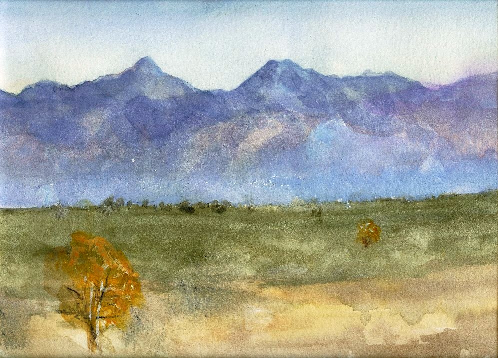 Arizona Desert View (I)-Watercolor on paper-16h x 20w in