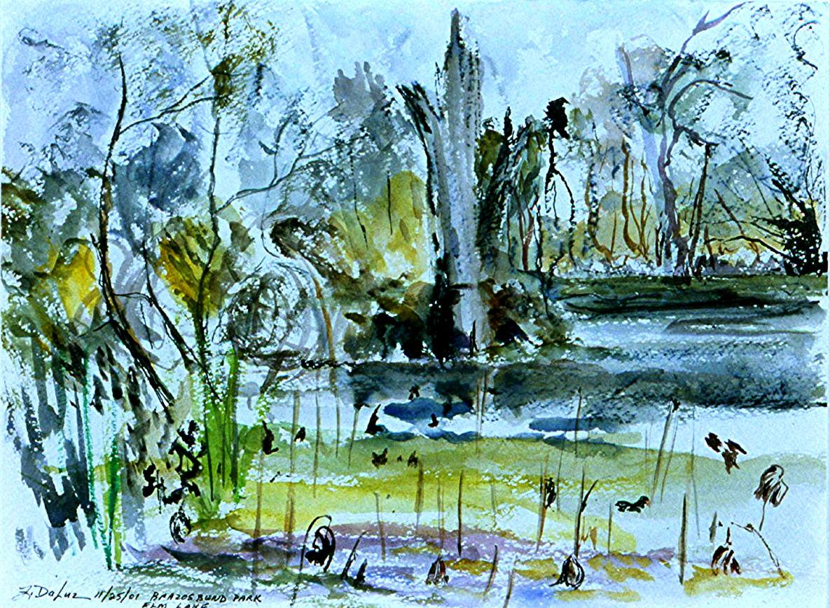 Brazos Bend Pond (II)-Watercolor on paper-11h x 15h in