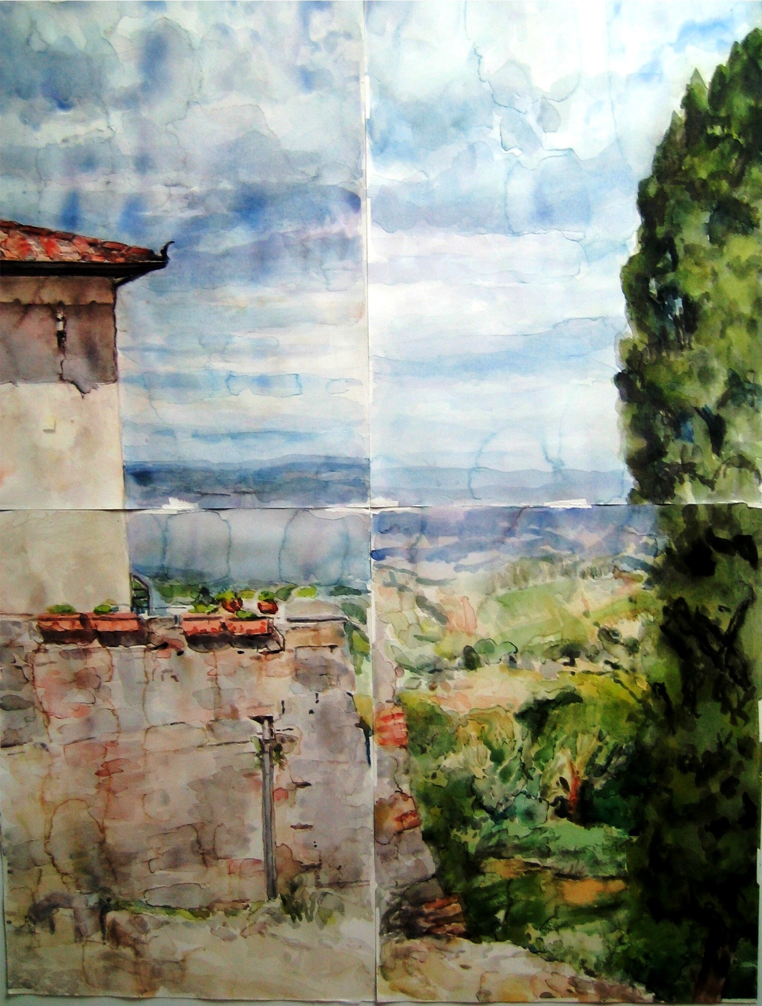 San Gimignano-Watercolor on paper-20h x 16w in